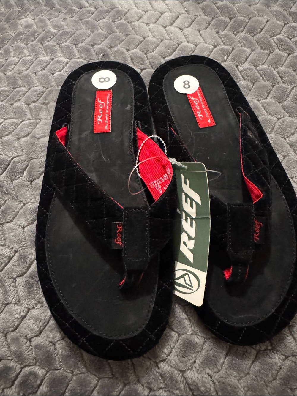 Reef Men’s Black and Red Quilted Flip Flops